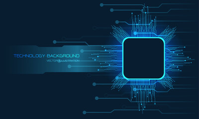 Abstract blue technology cyber circuit computer with banner blank space futuristic vector background illustration.