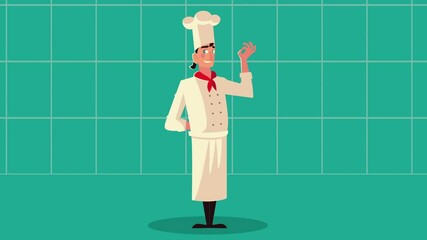 Sticker - chef worker comic character animation