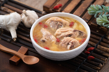 Taiwanese food - Homemade delicious garlic chicken soup