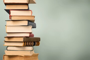 Wall Mural - Collection stack of old retro books on background