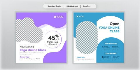 Wall Mural - yoga or meditation valentine's training promotional discount offer social media post, banner, card, 