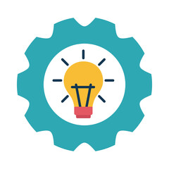 Poster - light bulb in gear flat style icon vector design