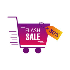 Sticker - flash sale in cart with label vector design