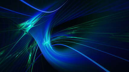 Wall Mural - abstract digital technology background. dynamic lines composition. detailed generative fractal graph