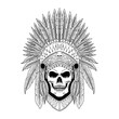 © artbwx - skull of native american warrior with tomahawk