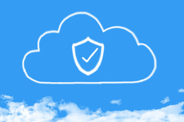 Wall Mural - Cloud computing security cloud shape