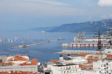 cityscape of the port of trieste. italy