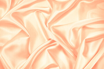 Wall Mural - Pink cream light peach background. Soft wavy folds in the fabric. Tender. Wedding, Valentine concept. Or baby, newborn greeting card. Delicate beautiful background with copy space for design.