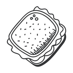 Sticker - sandwich hand draw and line style icon vector design