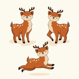 Fototapeta Pokój dzieciecy - Deer Cartoon Illustration Set Collections