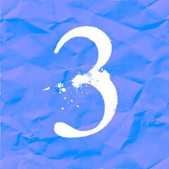 set of white numbers on blue background, three