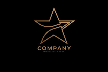 Wall Mural - Arrow Star Logo, Gold Line star and arrow combination, usable for start up and  business company,  Flat style Logo Design Template, vector illustration