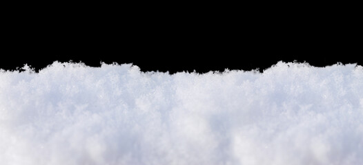 Wall Mural - white snow in daylight, background, isolate on black background