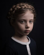 © Milou Dirks - Classic painterly renaissance portrait of a young beautiful  girl with hair in braids