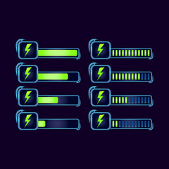 Wall Mural - set of gui fantasy rpg energy stamina progress bar for game ui asset elements vector illustration