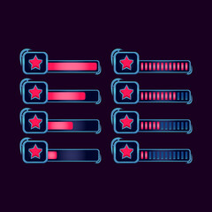 Wall Mural - set of gui fantasy rpg star progress bar for game ui asset elements vector illustration