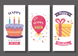 Wall Mural - happy birthday banners with cute decoration