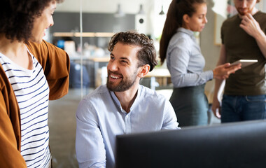 Technology software business office programming people concept