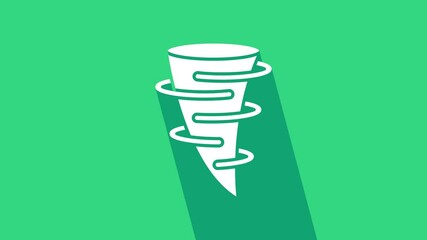 Sticker - White Tornado icon isolated on green background. 4K Video motion graphic animation.