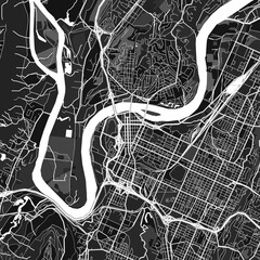 Chattanooga, UnitedStates dark vector art map