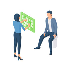 Wall Mural - cartoon business people working with statistic data