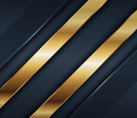 Abstract luxury dark blue and premium golden background. Elegant gold lighting lines silk fabric texture composition
