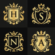 gold vintage monogram logo set and emblem