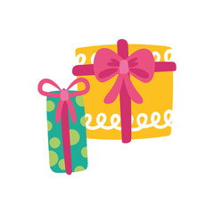 Sticker - cute gift boxes isolated icon