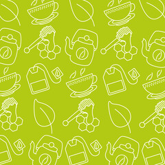 Poster - tea icons on green background vector design