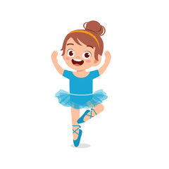 Wall Mural - little girl wear beautiful ballerina costume and dance