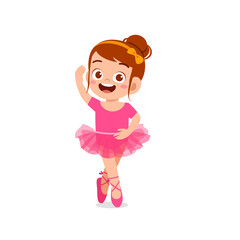 Wall Mural - little girl wear beautiful ballerina costume and dance