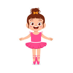 Wall Mural - little girl wear beautiful ballerina costume and dance