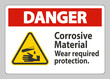 © Seetwo - Danger Sign Corrosive Materials,Wear Required Protection