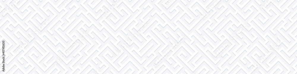 Vector geometric seamless illustration with maze. Infinity background with labyrinth. Banner for your design. - obrazy, fototapety, plakaty 