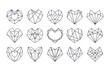 © happyjack29 - Collection of geometric heart shape. Vector illustration set of poligonal heart logo design. Love symbol. Simple linear icon. Valentine's day or wedding invitation element isolated on white background