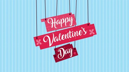 Canvas Print - happy valentines day lettering hanging animation