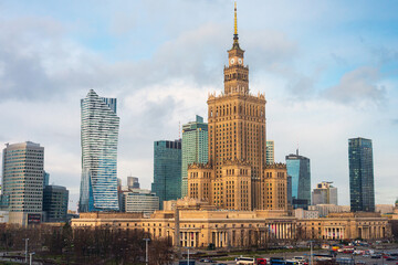 Warsaw, Poland - February 2, 2020: Palace of Culture and Science in Warsaw, Poland