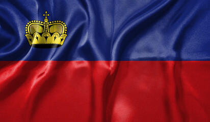 Wall Mural - Liechtenstein flag wave close up. Full page Liechtenstein flying flag. Highly detailed realistic 3D rendering