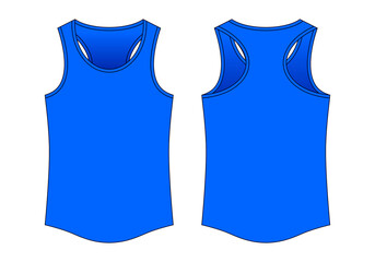 Wall Mural - Blank Blue Tank Top Template On White Background.Front and Back View, Vector File