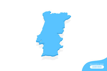 Naklejka na meble Vector modern isometric concept greeting Card map of Portugal on blue background illustration eps 10.