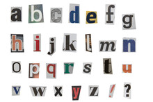 Full Alphabet Of Lowercase Letters Cut Out From Newspapers