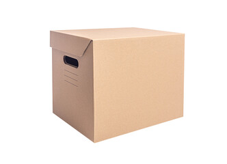 Wall Mural - Cardboard box isolated on a white background.