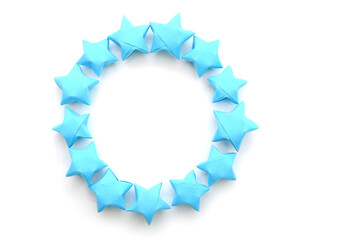 Wall Mural - Blue origami lucky stars decoration