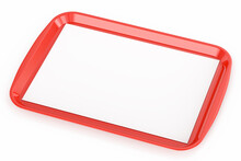 Red Plastic Food Tray With Empty Liner