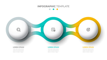 Vector template for infographic. Business concept with 3 options, steps, icons. Creative 3d circle design elements.