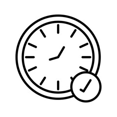 Poster - time clock watch with check symbol line style icon