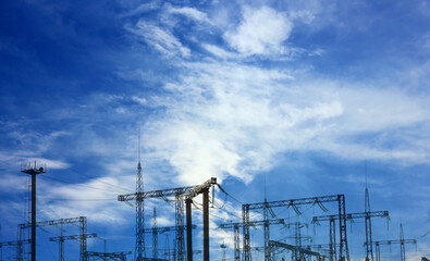 Wall Mural - Modern electrical substation outdoors on sunny day