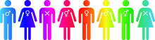 People Icons - Gender Fluidity, Gender Identity, Sexuality. Rainbow In A Row.