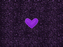 K-pop Purple Heart,violet Color Symbol Of Korean Bts Army Love In Middle Of Rectangle Dark With Light Spots,stars Background.Promotion Decor,copy Space.We Purple You. Concept Of Love For Army Of Fans.
