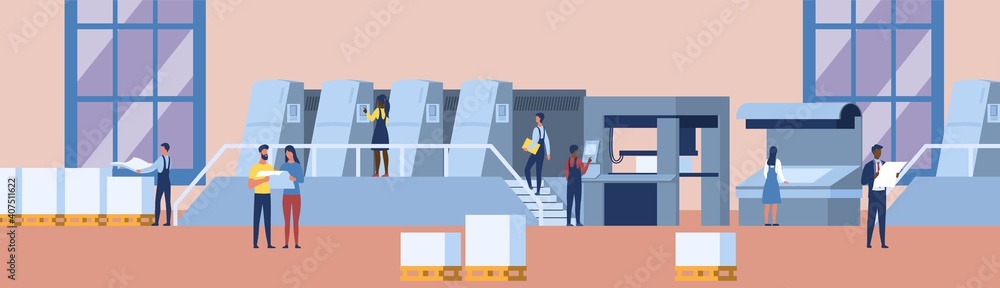 Printing house polygraphy industry composition with diverse multiracial ...